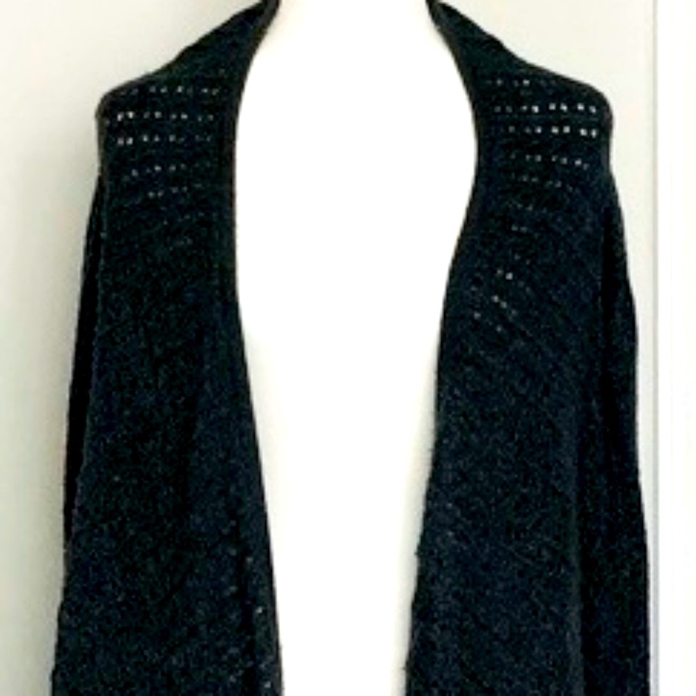 Long Sleeve Poncho/Cape-Like Charcoal Grey Cardigan Sweater - Large - Picture 10 of 13